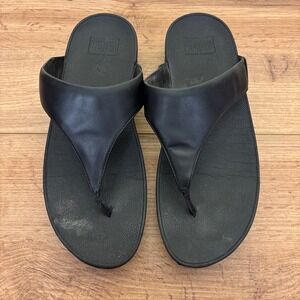 FITFLOP Lulu Thong‎ Flip Flop In Black Women Size 10 Platform Casual Comfort